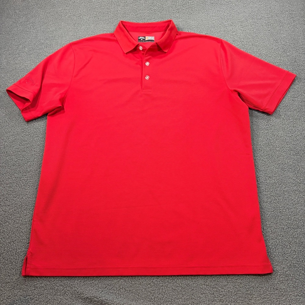 Callaway Polo Shirt Mens XL Red Opti-Dri Short Sleeve Textured Golf Top SU22098